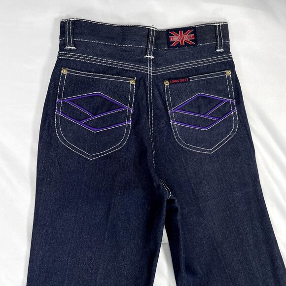NWT Vintage 1970s Longstreet Dark Wash Denim Embroidered Jeans 12S / 23.5" - 24" - Picture 7 of 16